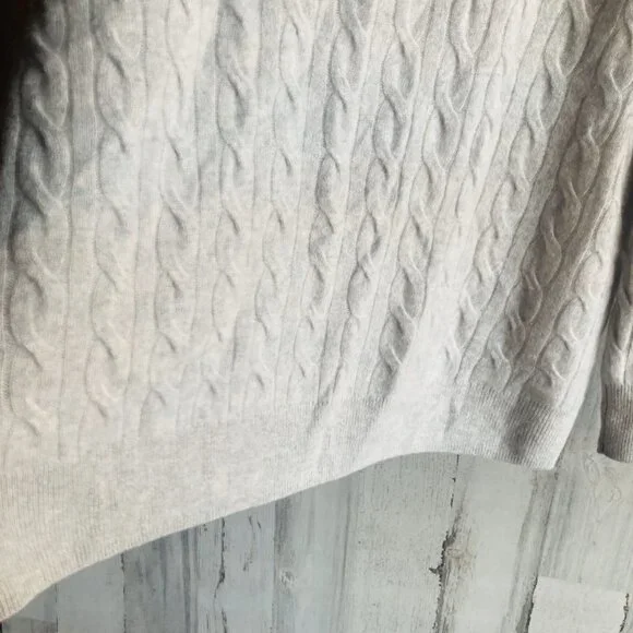 NWOT C by Bloomingdale's 100% Cashmere Grandpa Cardigan M Cable Knit Gray - Picture 12 of 12